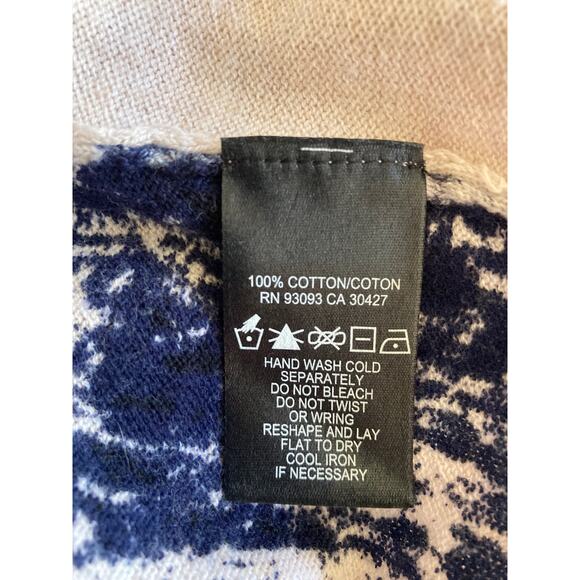 Nic & Zoe 100% Cotton Cream and Navy Design Sweater w/Distressed Edges Size PM - Picture 9 of 12